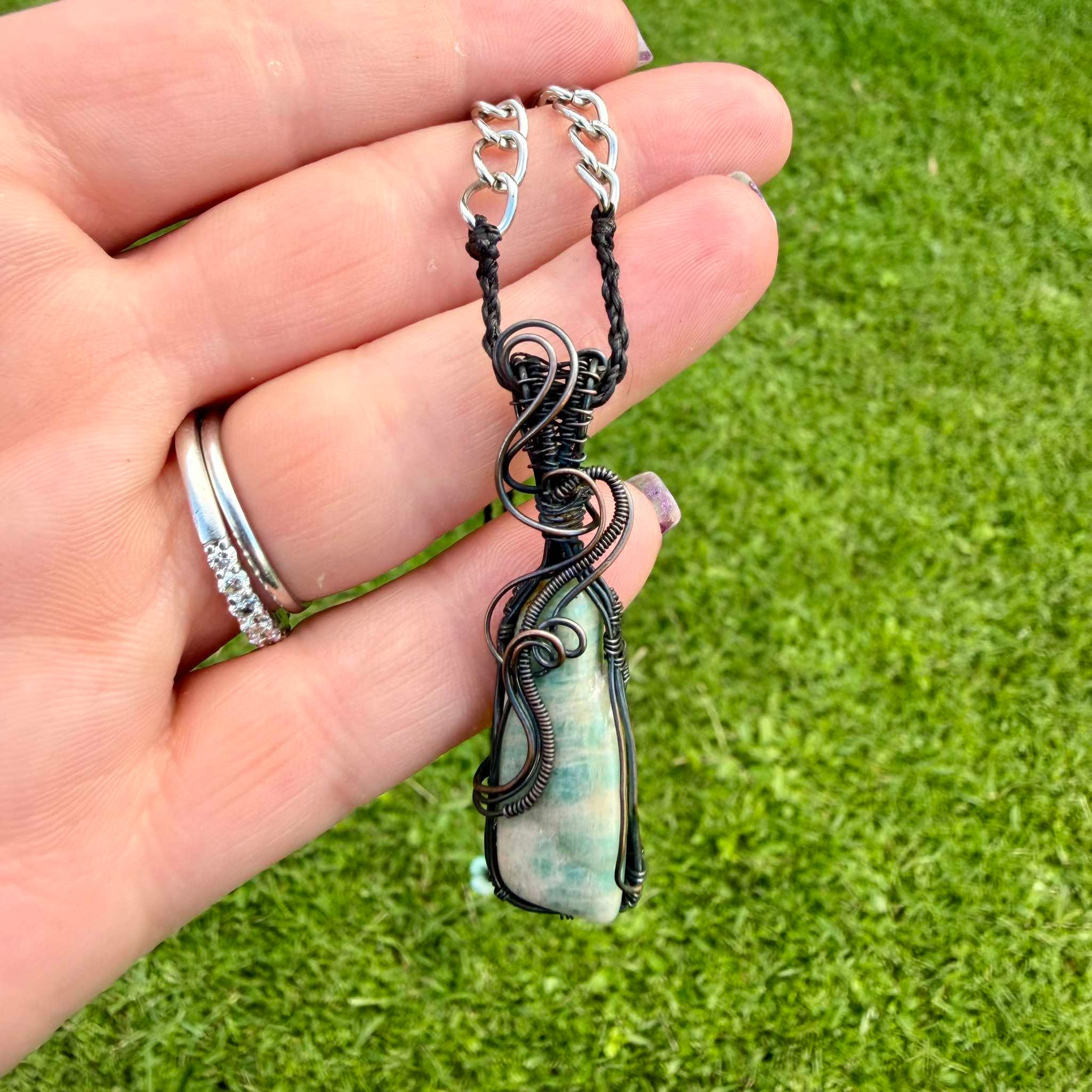 Luna Tide is a handmade amazonite necklace from New Zealand, a Luna Magick collab piece for calm, loving communication and emotional healing.