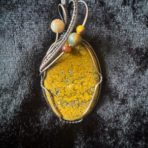 handmade ocean jasper wire wrapped pendant
